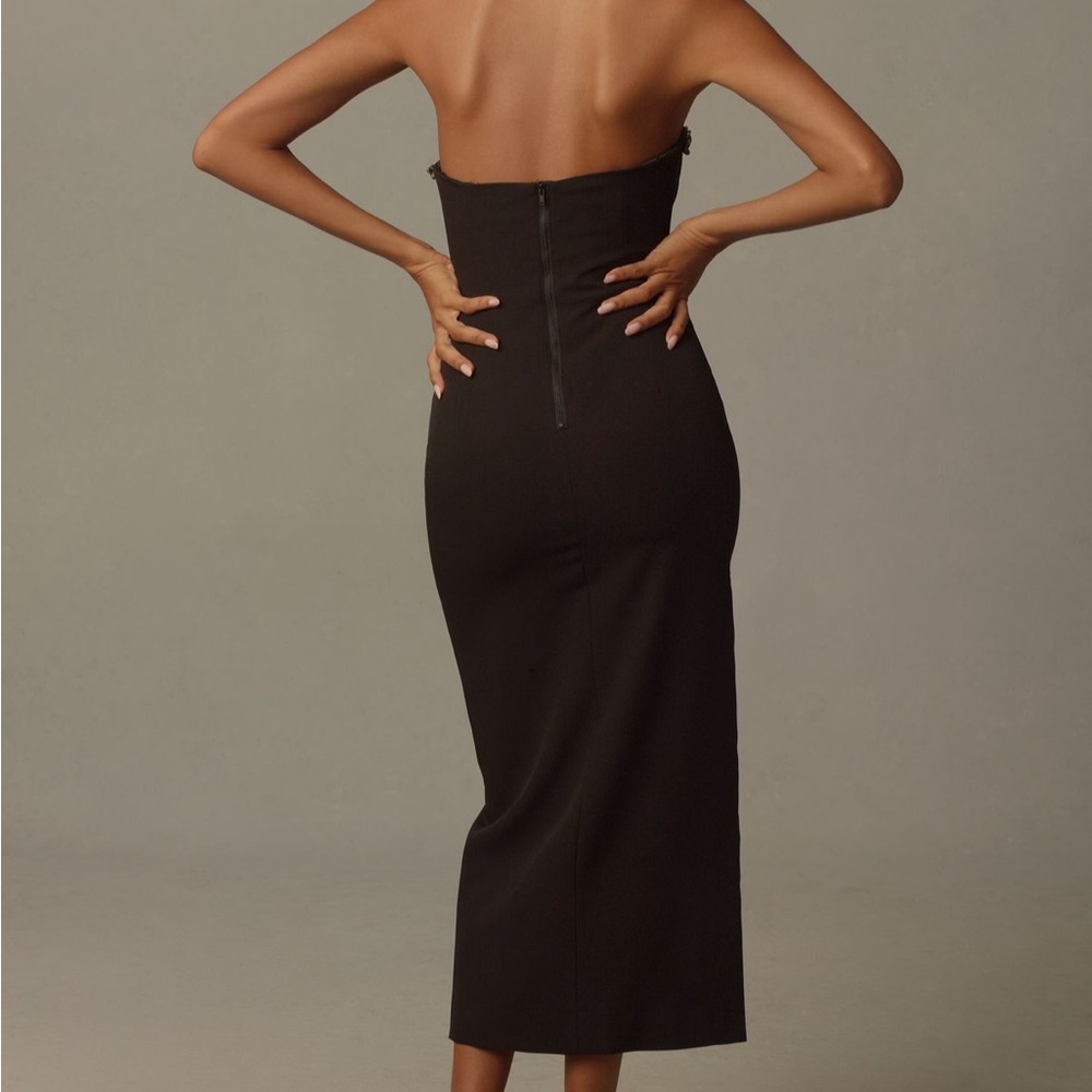 Anthropologie Bardot Eleni Diamante Strapless Black Midi Dress Size 8 - Picture 5 of 13